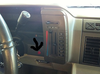 Det sitter en röd lampa där som jag inte vet vad den är bra för den brukar lysa när man blinkar höger och när man har den på tomgång??